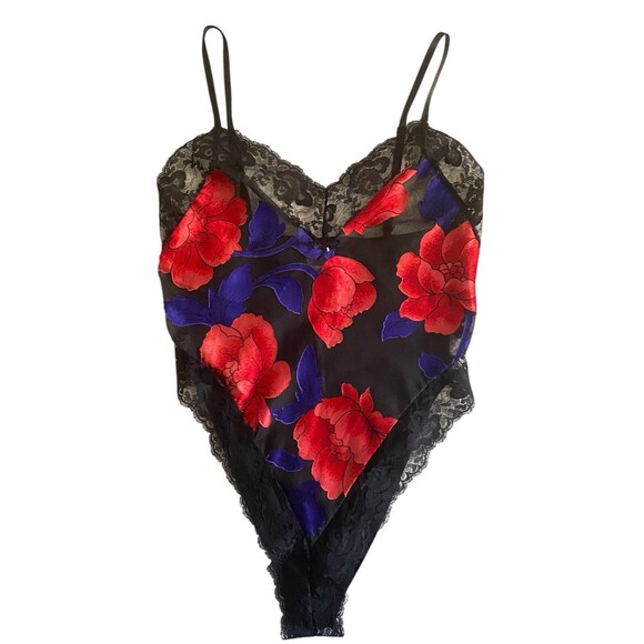 Vintage 1980s Lace Teddy Sheer 80s Lingerie French Cut 34” Chest Size S - Picture 1 of 6